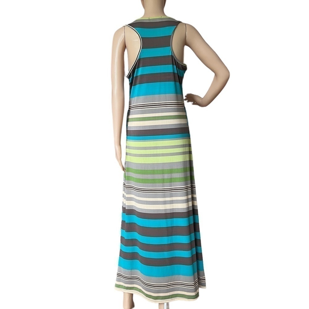 Paradise Women’s Maxi Sleeveless Dress Size L Multicolored Teal Brown Gray - Picture 2 of 7